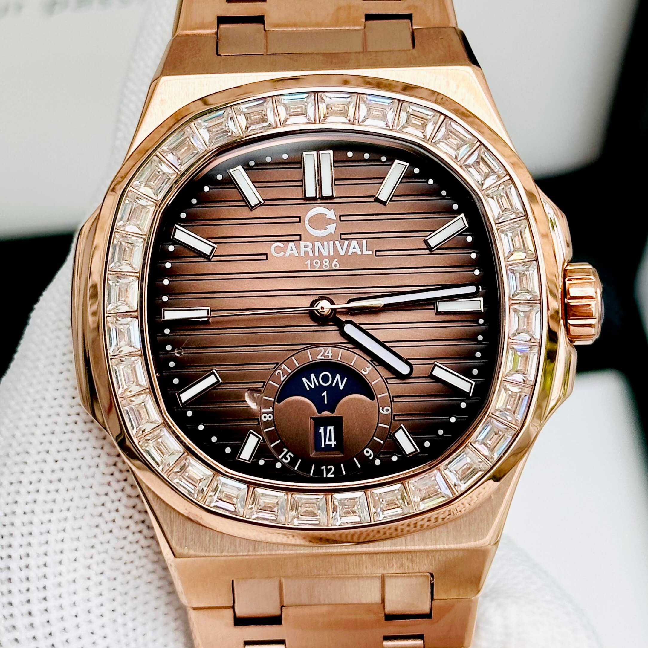 CARNIVAL 8110G-VH-KL-N AUTOMATIC - KÍNH SAPPHIRE 7 Đồng hồ Nam Carrnival 8110G