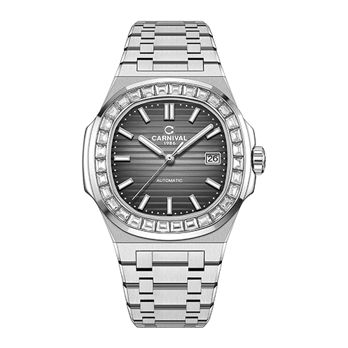 CARNIVAL 8108G SILVER AUTOMATIC - KÍNH SAPPHIRE 1 Đồng Hồ Nam Carnival 8108G Autimatic - Kính Sapphire