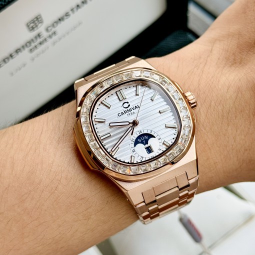 CARNIVAL 8110G-VH-KL-T AUTOMATIC - KÍNH SAPPHIRE 5 Carnival 8110g Mặt Trắng