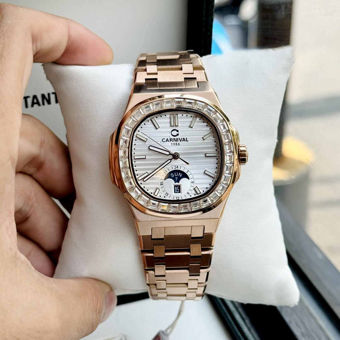 CARNIVAL 8110G-VH-KL-T AUTOMATIC - KÍNH SAPPHIRE 2 Carnival 8110g Mặt Trắng