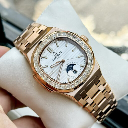CARNIVAL 8110G-VH-KL-T AUTOMATIC - KÍNH SAPPHIRE 3 Carnival 8110g Mặt Trắng