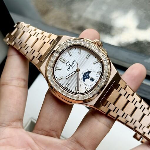 CARNIVAL 8110G-VH-KL-T AUTOMATIC - KÍNH SAPPHIRE 4 Carnival 8110g Mặt Trắng