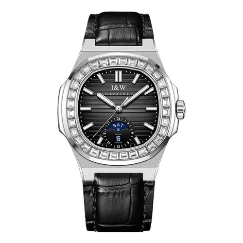 Carnival I&W 735G - Dây Da - Mặt Đen - Kính Sapphire 1 Carnival i&w 735g dây da