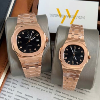 Đồng hồ Cặp Carnival 8160 Rosegold Mặt Đen