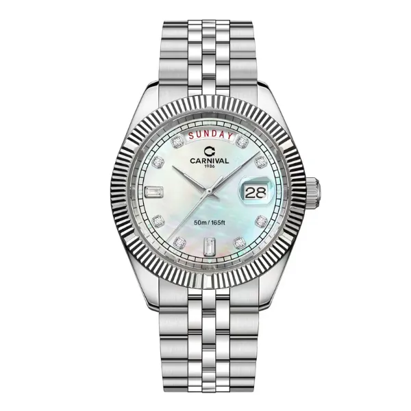CARNIVAL 8190G-VT-TK XÀ CỪ TRẮNG 1 Đồng hồ nam Carnival 8190G-VT-TK Xà cừ trắng