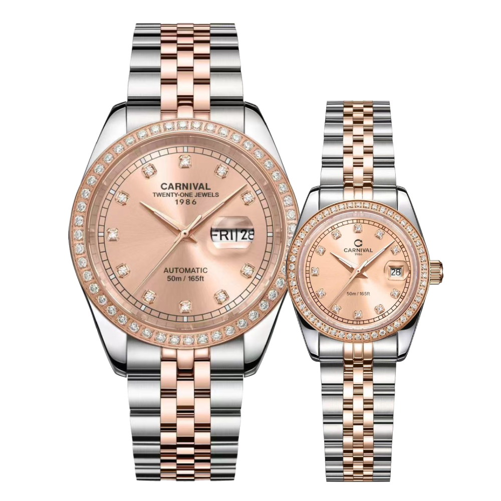 Đồng Hồ Đôi Carnival 8131D2-CH-NN (Sundust - Viền Đá) 1 Đồng Hồ Đôi Carnival 8131D2-CH-NN (Sundust - Viền Đá)